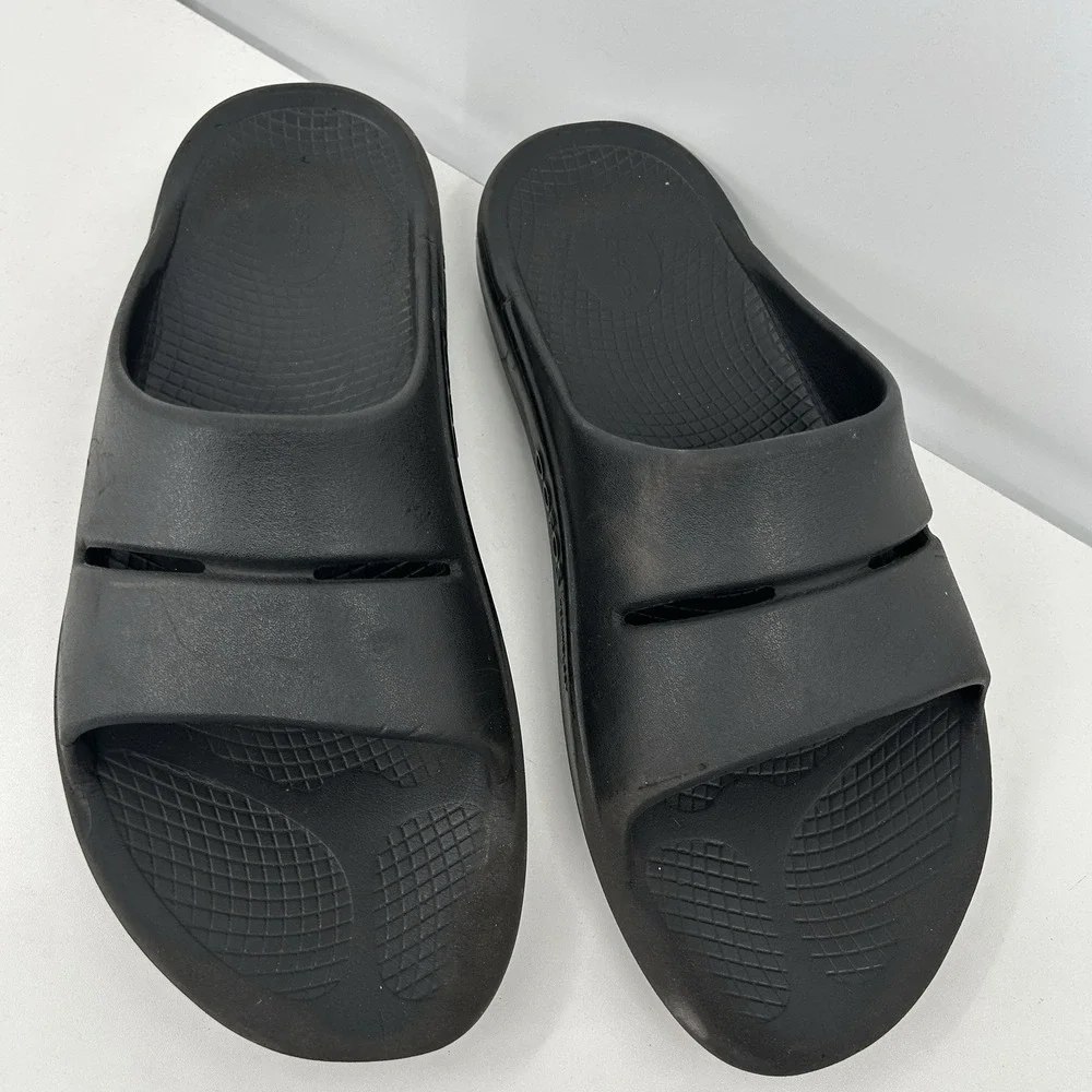Oofos Ooahh Lightweight Recovery Slide Comfort Sandals Men 13 Black Beach